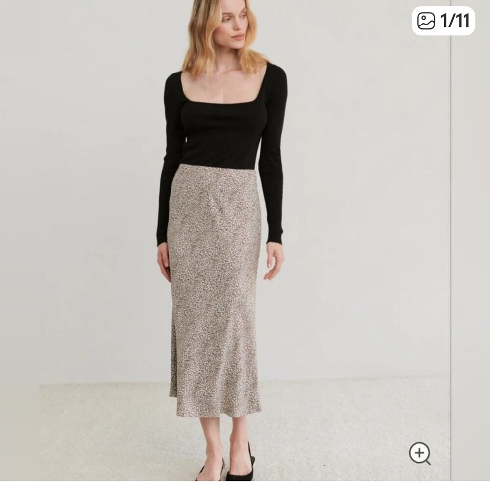 Jenni Kayne Leopard Print Slip Midi Skirt Size XS